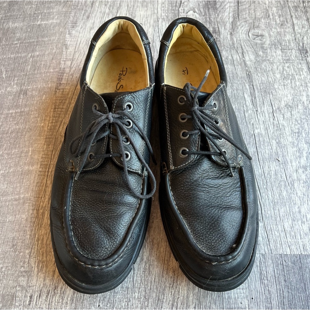 Paolo Sesto casual black leather loafers shoes size 13